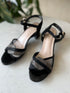 Rhinestone Embedded Open Toe Buckle Straps